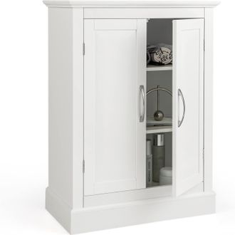 Costway Costway - Armario De Suelo Para Ba&ntilde;o, Moderno Armario De Almacenamiento Independiente Con 2 Puertas Y 2 Estantes Ajustables, Mueble De Almacenamiento 