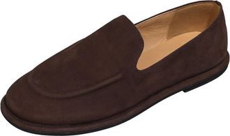 TinaCus Womens Genuine/Suede Leather Round Toe Slip On Handmade Loafer Flats Shoes, Brown Suede, 4 UK