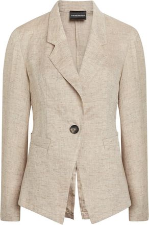 Emporio Armani Fitted Linen-blend Blazer - Beige - 48 (UK16 / XL)