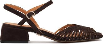 Kazar donkerbruine su&egrave;de sandalen met fijne bandjes - Dames - Sandalen met hakken - Bruin - 37 EU - Su&egrave;de - Schoenen