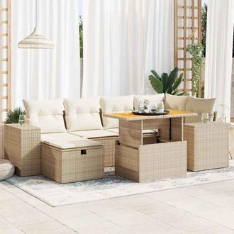 vidaXL Set Sof&aacute;s Jard&iacute;n Y Cojines 8 Pzas Rat&aacute;n Sint&eacute;tico Acacia Beige Vidaxl
