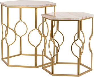 Wanderlust Deco Set 2 mesas de metal doradas
