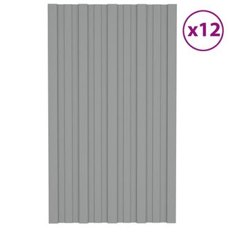 Berkfield Home Roof Panels 12 pcs Galvanised Steel Grey 80x45 cm
