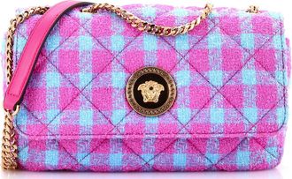 Versace Medusa Icon Chain Flap Bag Quilted Tweed Mini