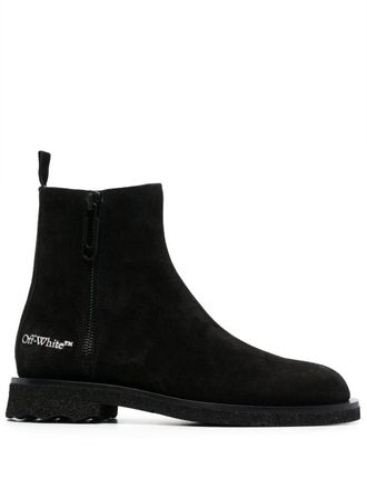 Off-white logo-print ankle boots - Black