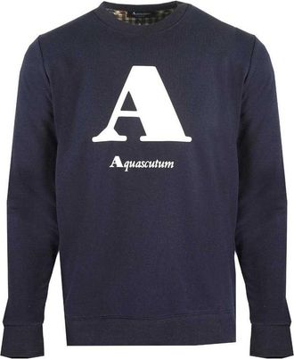 Aquascutum Unisex Adult Logo Sweatshirt (Navy) Cotton - Size Large