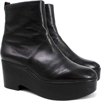 Robert Clergerie Black Leather Platform Ankle Boot Size 39.5