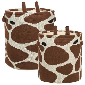 Beliani Beliani - Conjunto De 2 Cestas De Almacenaje Juguetes Infantil Jirafa Con Asas Algod&oacute;n Beige Y Marr&oacute;n Pomang