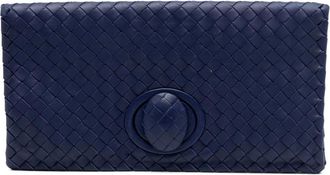 Bottega Veneta Pre-owned Clutches, female, Blue, Size: ONE SIZE Pre-owned Woven Leather Clutch