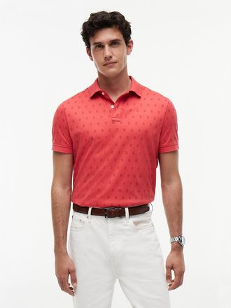 Tommy Hilfiger Mens Allover Flag Print Interlock Polo - Pink - XXXL