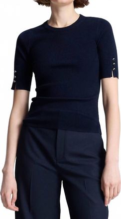 A.L.C. Josie Knit Merino Top In Navy