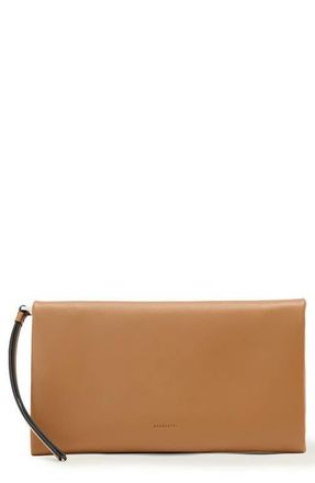 AllSaints Harluna Leather Clutch in Toffee Brown at Nordstrom