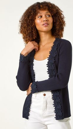 Roman Lace Trim Knit Cardigan