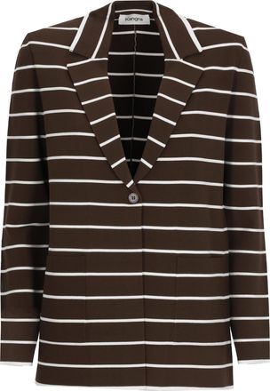 KANGRA Brown Viscose Striped Pinstripe Blazer
