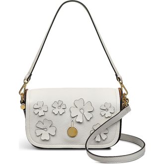 Radley London Bathurst Mews - Cutwork Floral Small Flapover Crossbody Bag in Chalk at Nordstrom