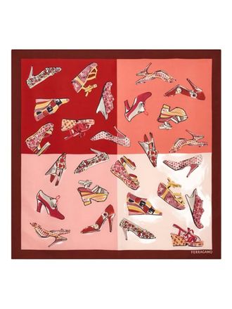 Ferragamo Foulard in seta con stampa Genio - Rosso