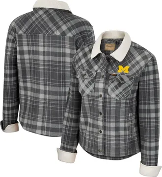 Wrangler Womens Colosseum x Wrangler Charcoal Michigan Wolverines Plaid Polar Fleece Button-Up Jacket at Nordstrom, Size Medium