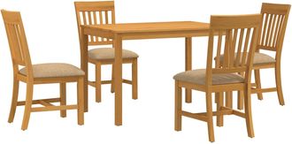 vidaXL Conjunto De Comedor 5 Uds. Beige Madera De Roble S&oacute;lido Vidaxl