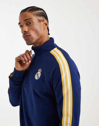 adidas Real Madrid Originals - Top blu scuro con zip corta