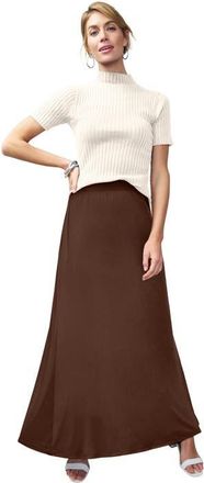 Jessica London Everyday Stretch Knit Maxi Skirt in Rich Brown at Nordstrom, Size 12