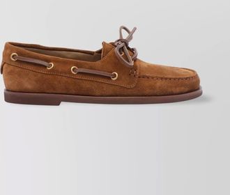 Gianvito Rossi eyelet lace suede moc toe loafers