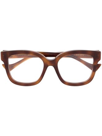 Gucci Bril met schildpadschild design - Bruin
