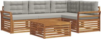 vidaXL Conjunto De Sof&aacute;s De Exterior 5 Uds. Gris Natural Y Claro Vidaxl