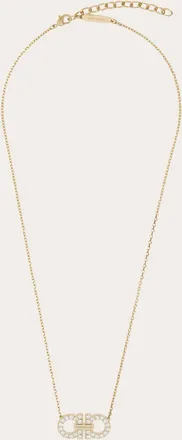 Ferragamo Donna Collana con pendente Gancini e cristalli Oro