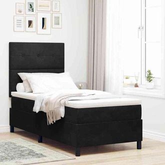 vidaXL Cama Box Spring Led Con Cabecera Negro 90 X 200 Cm Terciopelo Vidaxl