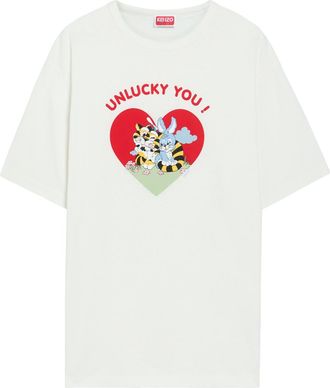 Kenzo Cartoon Printed Cotton T-shirt - White - XL