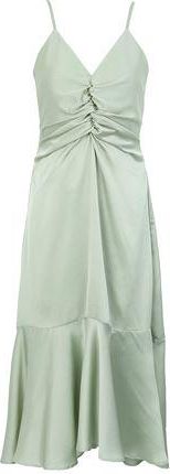 8 by YOOX SATIN RUFFLE SLIP MIDI DRESS