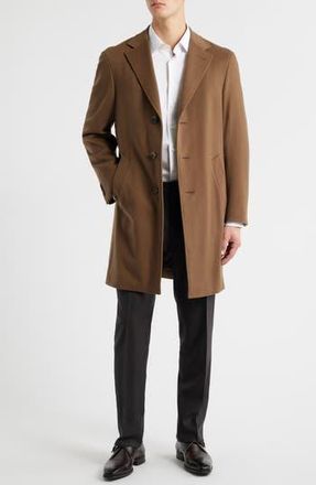 Canali Kei Trim Fit Wool & Cashmere Coat in Brown at Nordstrom Rack, Size 44 Us / 56 Eu Regular