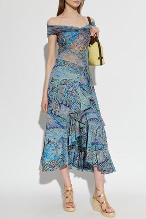 Etro Patterned Skirt With Wrap Tie, Womens, Blue