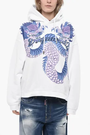 Dsquared2 Printed Brushed Cotton Hoodie RELAXED FIT Dsquared2