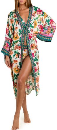 Sunshine 79 Zen Garden Satin Cover-Up in Blue/Green Multi at Nordstrom