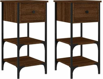 vidaXL Vidaxl - Bedside Cabinets 2 pcs Brown Oak 34x36x70 cm Engineered Wood