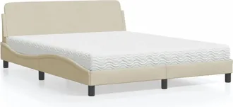 vidaXL Vidaxl - Cama Con Colch&oacute;n De Tela Color Crema 160x200 Cm