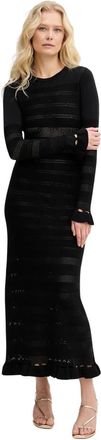 Twinset Abito Lungo in Maglia con Volant - - Dresses - Donna - Nero - S