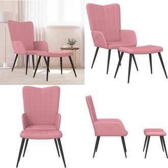 vidaXL Poltrona Relax con Sgabello Rosa in Velluto - Sgabello - Velluto rosa