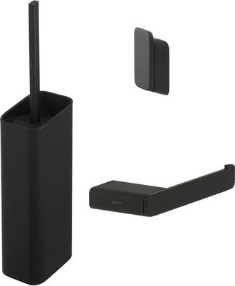 Geesa Shift Toiletaccessoireset - Toiletborstel met houder - Toiletrolhouder zonder klep - Handdoekhaak - Zwart