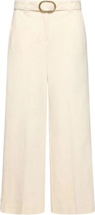 Marella Mlszanzara Wijde Broek - Dames - Wijde Broeken - Beige - XS - Katoen - Broeken
