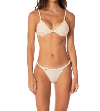 Maaji Micro Crunch Low Rise Single Strap Bikini Bottom In Crystal Pearl