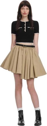 Self Portrait Cotton Mini Skirt - Dames - Korte rokken - Bruin - XS - Katoen - Rokken