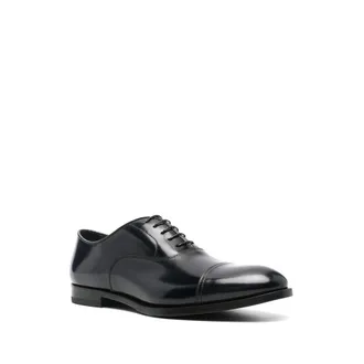Doucal's Polished Calf Leather Oxford Shoe - Black