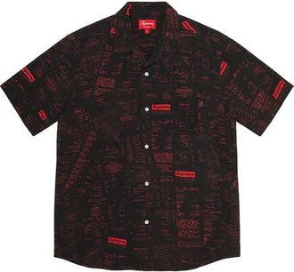 SUPREME Receipts Rayon S/S Shirt Black Red SUP-FW20-072