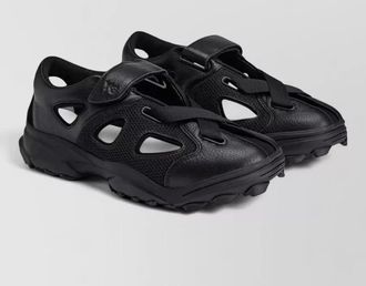 Yohji Yamamoto gsg9 leather mesh sandals cut out design