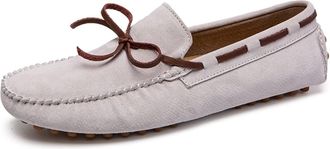 Generic Mens Loafers Shoe Breathable Lightweight Boat Shoes Driving Loafers Leather Flat Heel Anti-Slip Comfortable Party Slip-ons(White,6.5 UK)