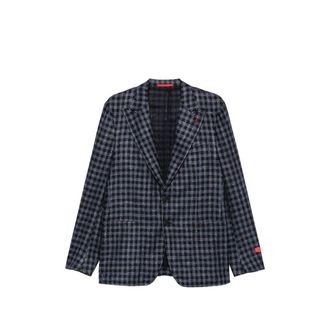 Isaia Gingham-check Notched-lapel Blazer