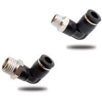 OEM Juego De 6 Racores Neum&aacute;ticos De Conexi&oacute;n R&aacute;pida Con Rosca Externa, Conector Neum&aacute;tico Angular Negro, Apto Para Herramientas De Bricolaje (4 Mm, M5) -