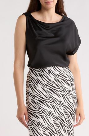 Renee C Asymmetric Satin Top in Black at Nordstrom Rack, Size X-Small